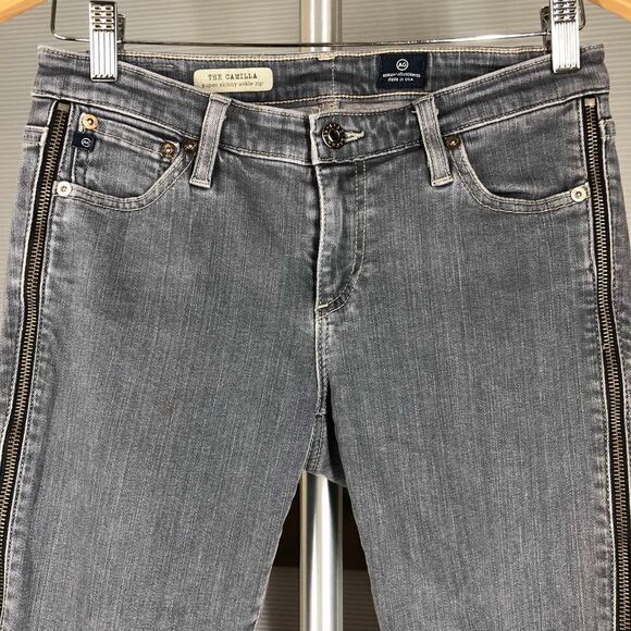Sz 28- AG ADRIANO GOLDSCHMEID Camila Super Skinny Ankle Side Zipper Gray Jeans - Picture 3 of 8